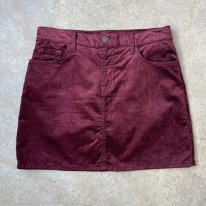 7 for all mankind velvet mini skirt wine burgundy 28